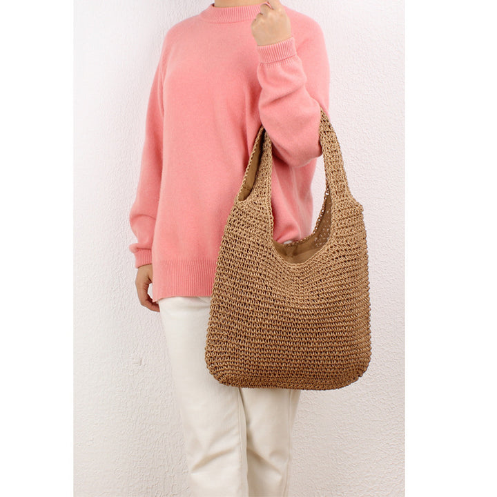 Handwoven tote bag in natural material Skanto