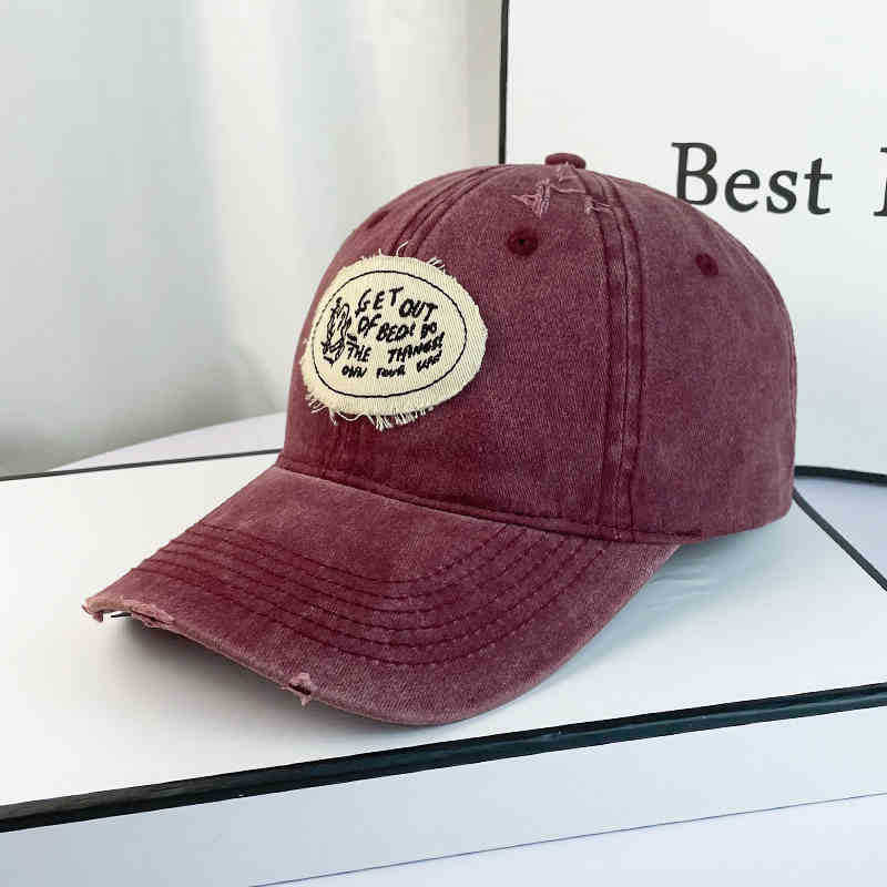 Kvinne Casual Distressed Bomull Baseball Caps Skanto