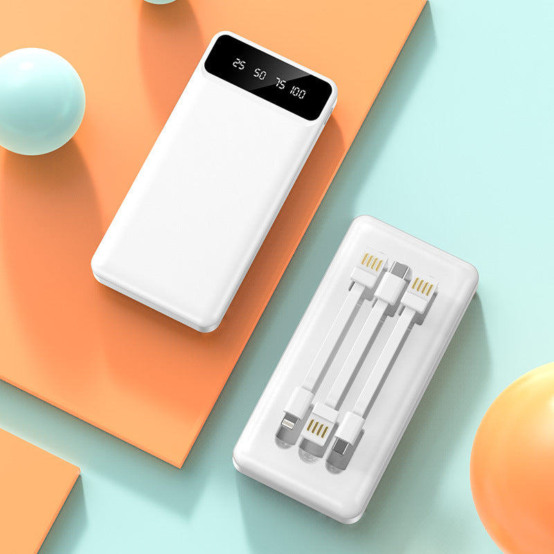 Bærbar powerbank med integrert multikabel og digital ladingsindikator Skanto
