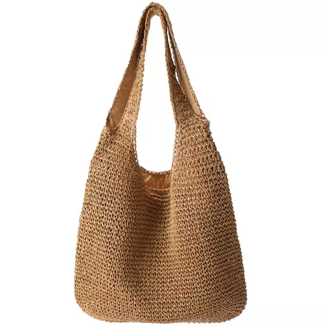 Romslig og Håndlaget Bast Tote Bag med Komfortabel Skulderrem Skanto
