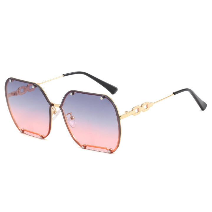 Dame elegant sekskantet designer-solbrille med luksuriøse aksenter Skanto