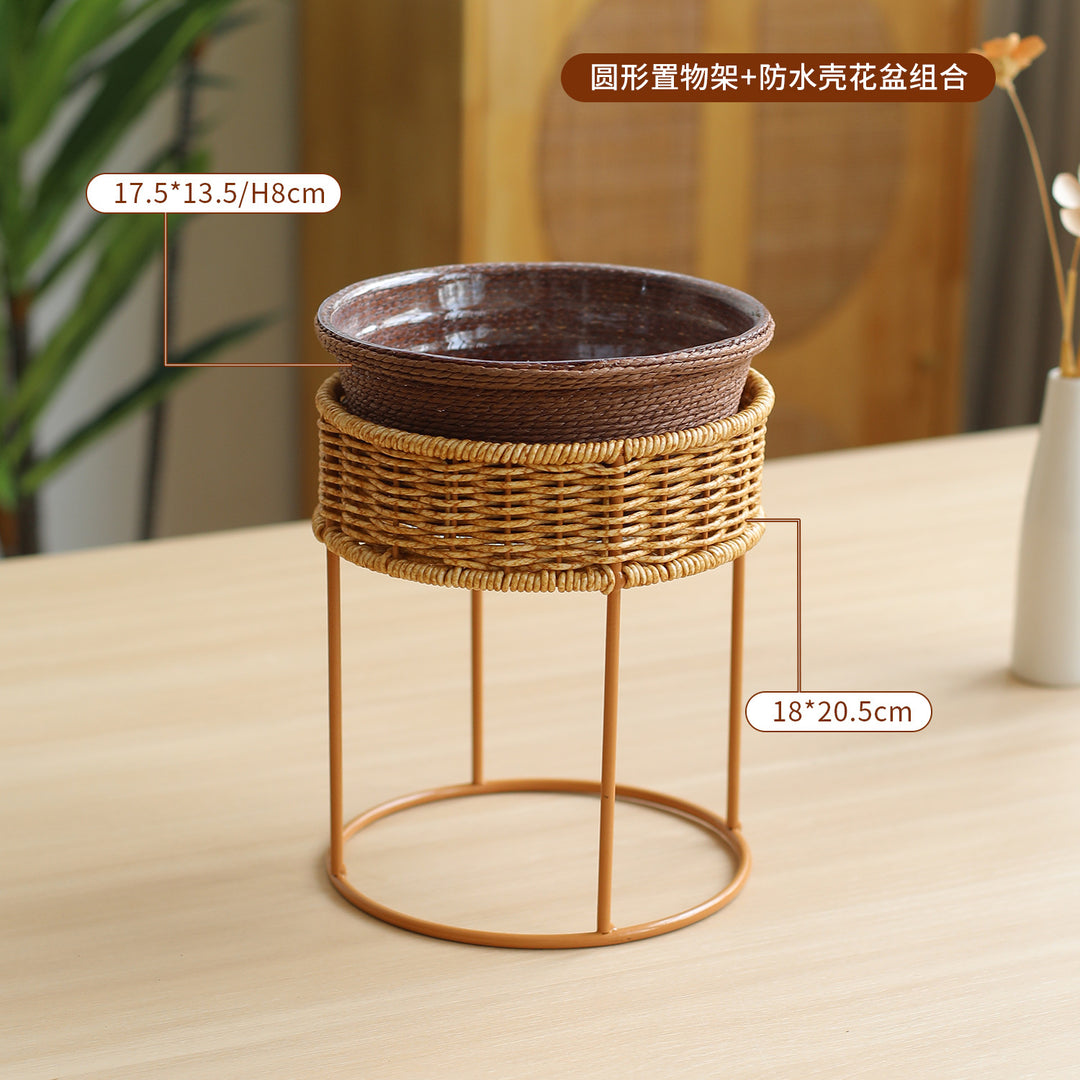 Unisex Moderne planteholder med flettet kurv og metallramme Skanto