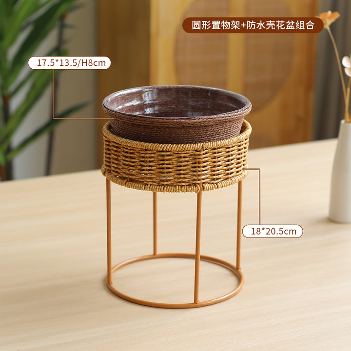 Unisex Moderne planteholder med flettet kurv og metallramme Skanto