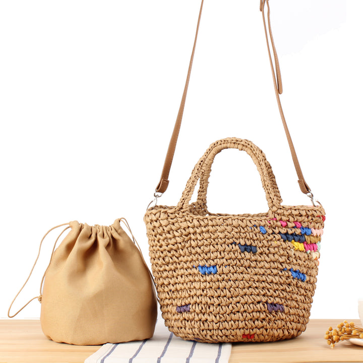 Handbag made of handmade natural material with colorful accent Skanto