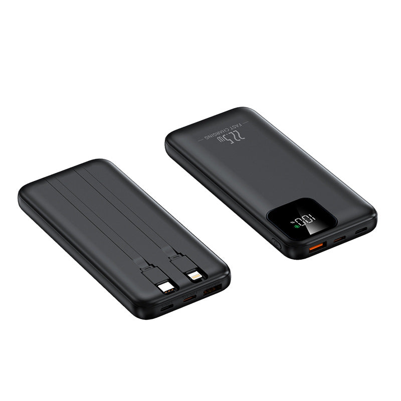 Powerbank med integrerte ladekabler og digitalt ladeindikator Skanto