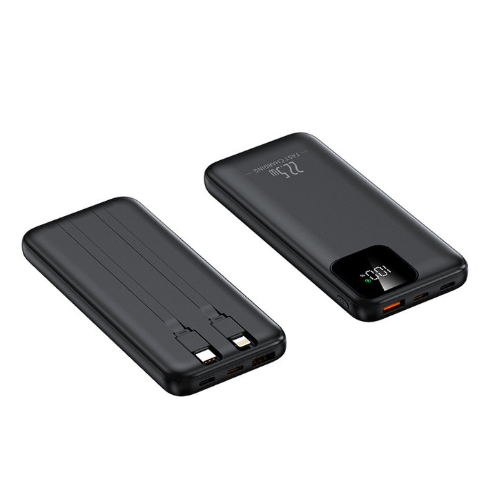 Powerbank med integrerte ladekabler og digitalt ladeindikator Skanto