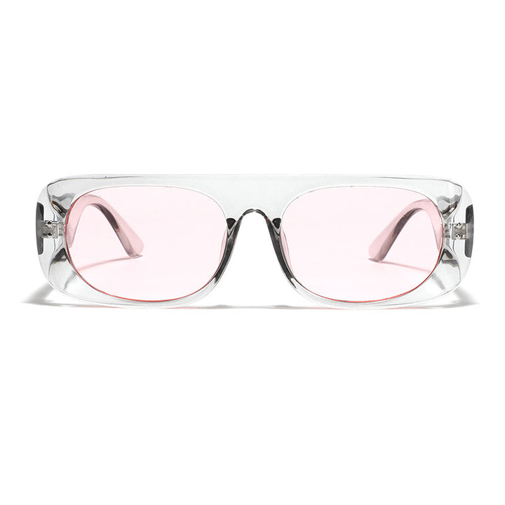 Dame moteriktig solbrille med transparant og geometrisk ramme Skanto