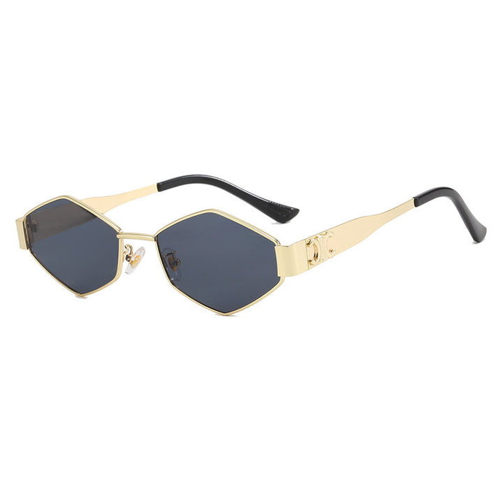 Dame moterett solbrille med unik sekskantet ramme Skanto
