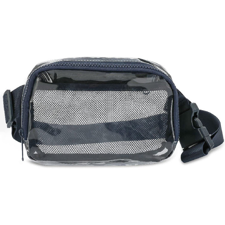 Transparent skulderveske med nett-sidelommer Skanto