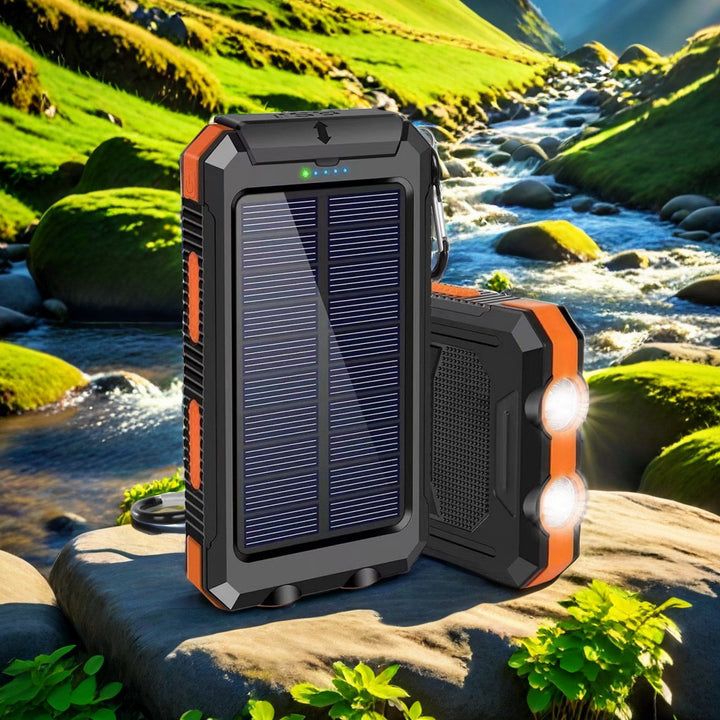 Solcelledrevet powerbank med robust design og innebygd hurtigladefunksjon Skanto
