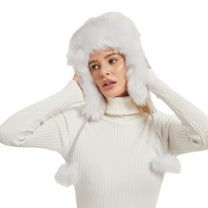 Skanto | Kvinners Chunky Faux Fur Vinterhue med Dyreører