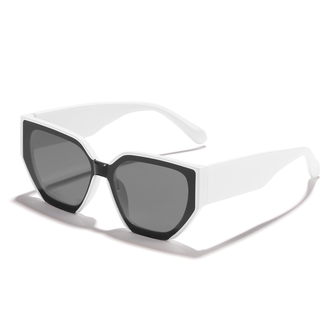 Dame trendy oversized solbriller med stilig hexagon-design Skanto