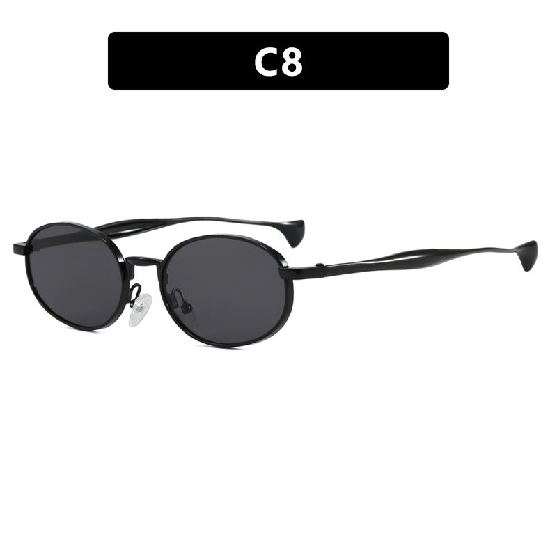 Dame robust rund solbrille med speilglass Skanto