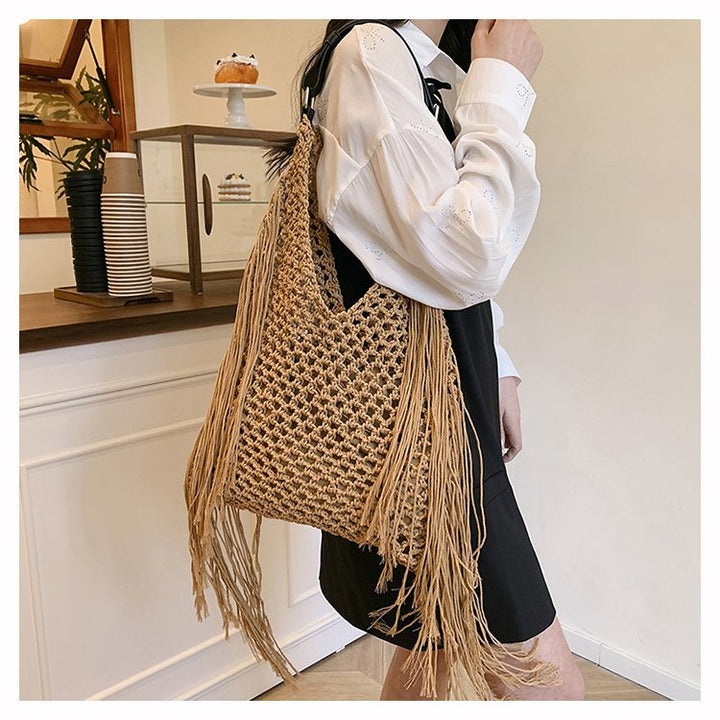 Makramee Hobo-veske med fransene og robust design Skanto