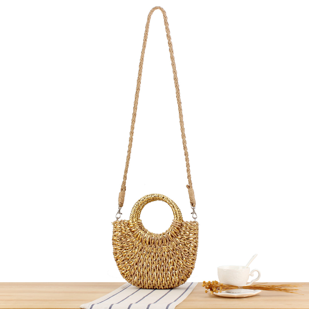 Stilfulle Flettet Crossbody Bag med Rundt Håndtak Skanto