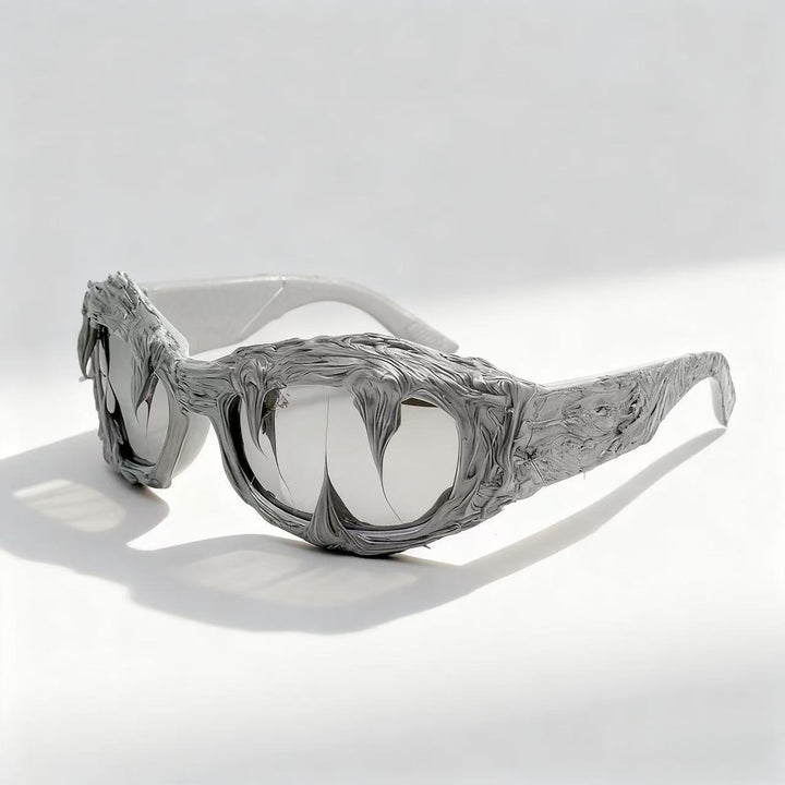 Dame futuristisk design solbrille med unikt strukturert overflate Skanto