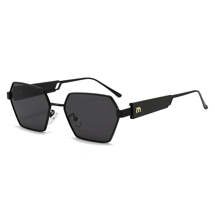 Dame Hexagon solbrille med luksuriøse metallakenter Skanto