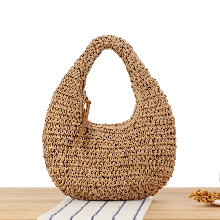 Hand-knotted shoulder bag in natural material Skanto
