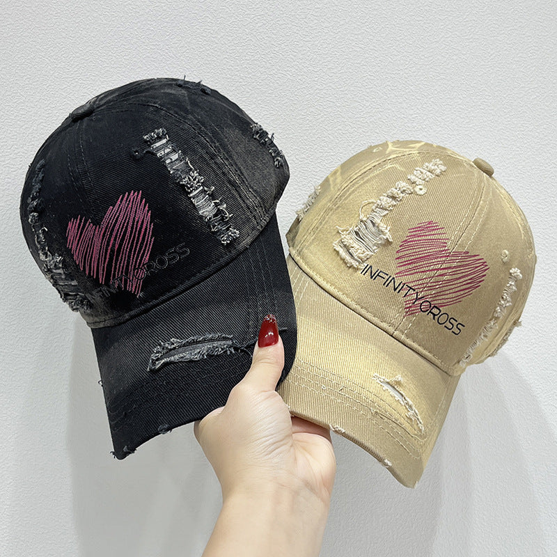 Kvinnenes Slitt Hjerte Brodert Baseball Cap Skanto