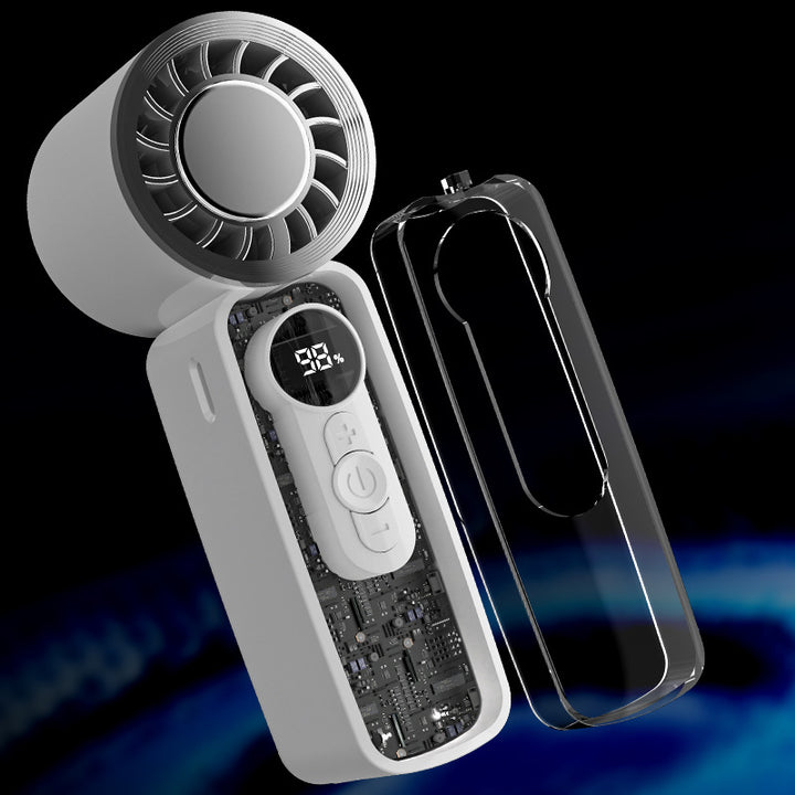 Unisex Bærbar Mini-Dual-Vifte med LED-skjerm og USB-lading Skanto