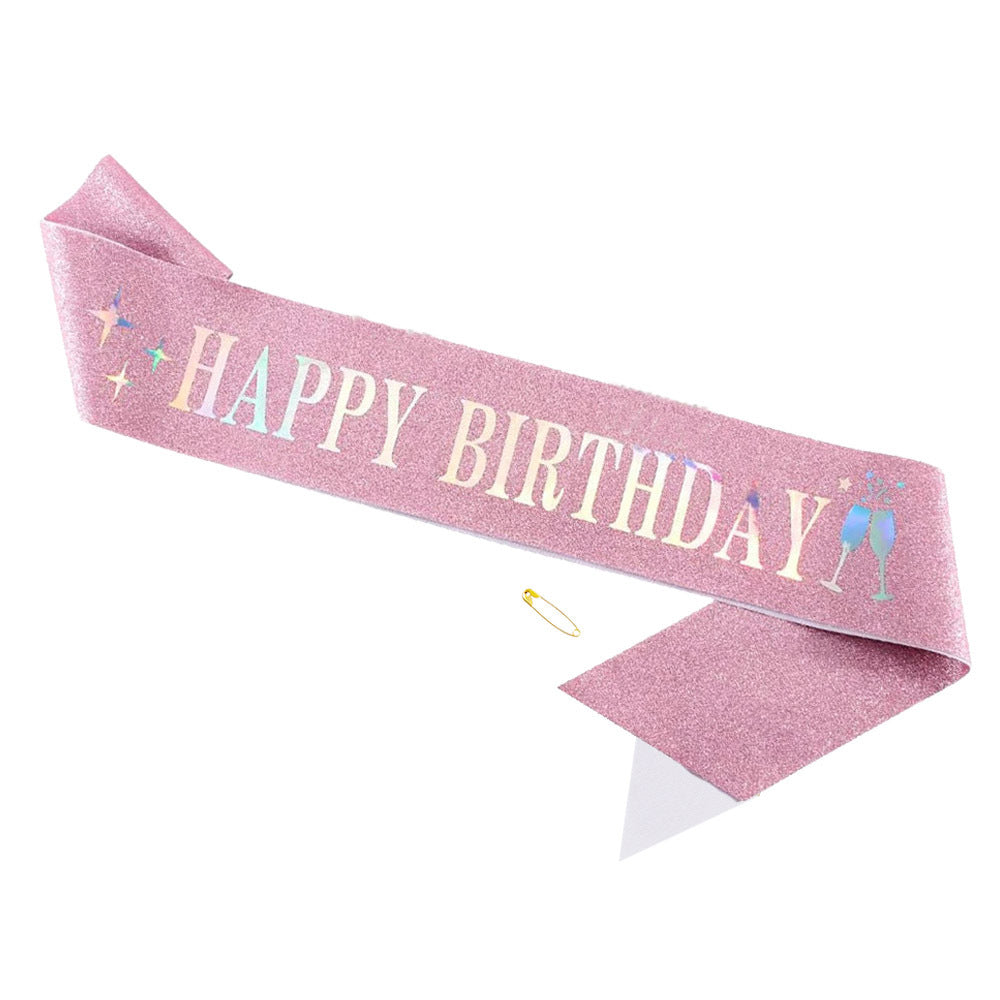 Damer Glitrende Hårbånd med "Happy Birthday"-påskrift Skanto