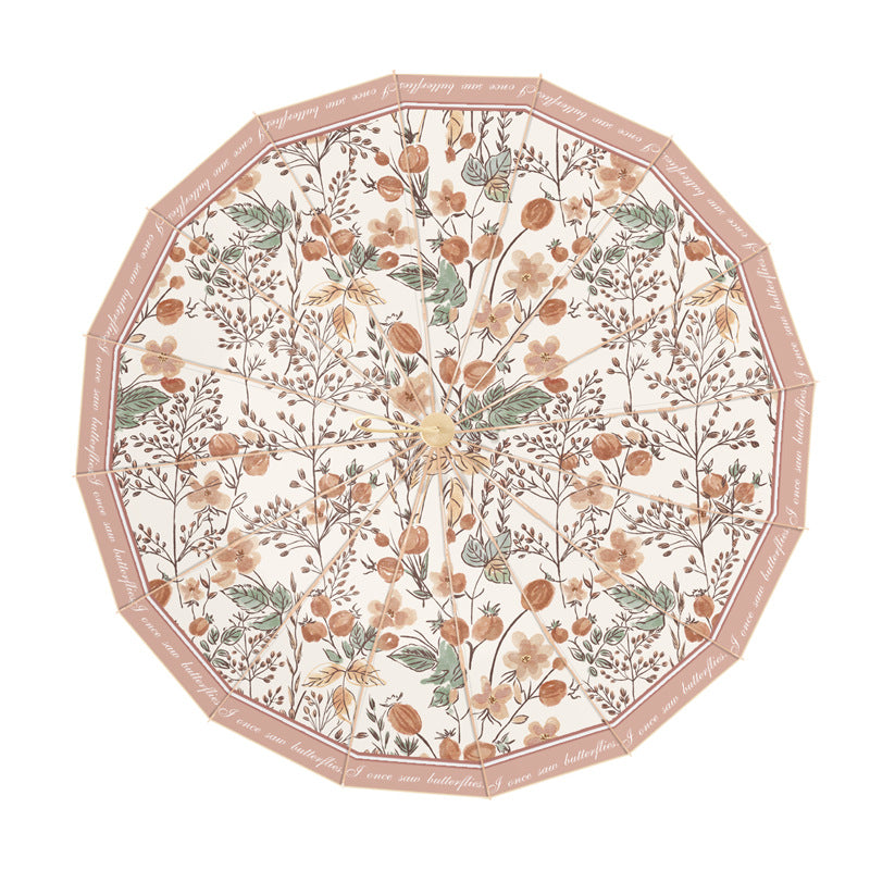Damer elegant foldbar paraply med blomstermønster Skanto