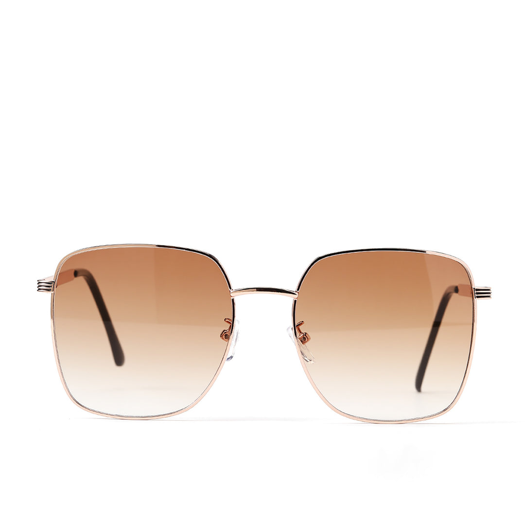 Dame kvadratisk solbrille med elegant metallramme og speilende glass Skanto
