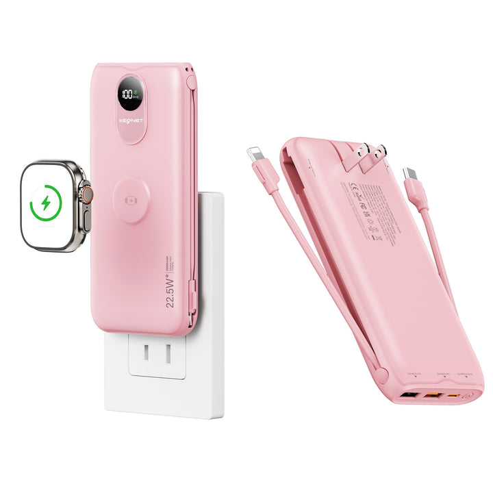 Bærbar Powerbank med Qi-ladefunksjon og kablet hurtigladesystem Skanto