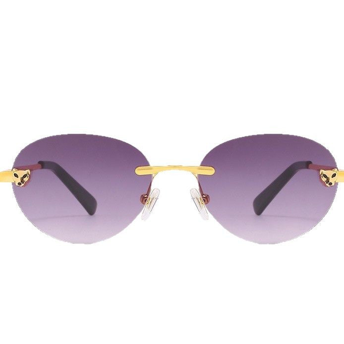 Dame oval solbrille med luksuriøse metalliske aksenter Skanto