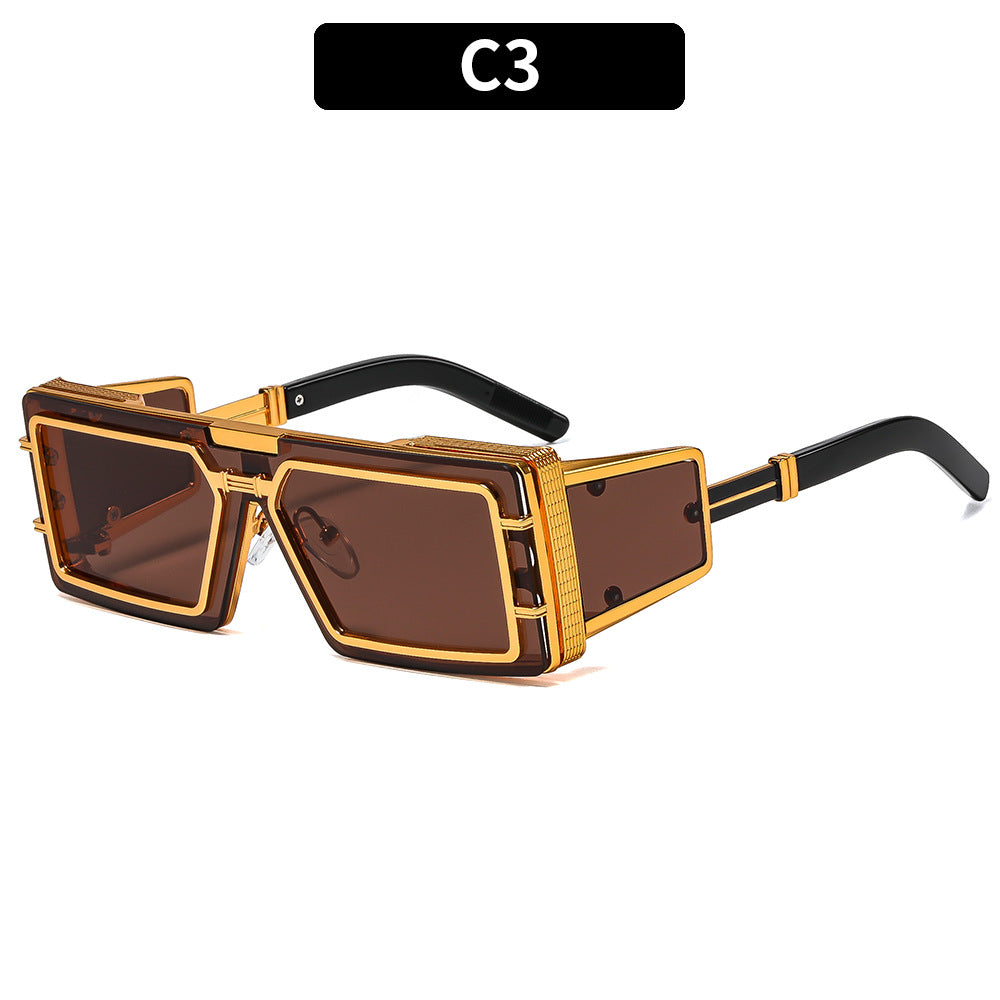 Dame Geometrisk Oversized Solbrille med luksuriøs ramme Skanto