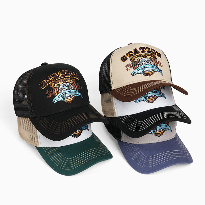 Dame Trucker Caps med stort broderimotiv Skanto