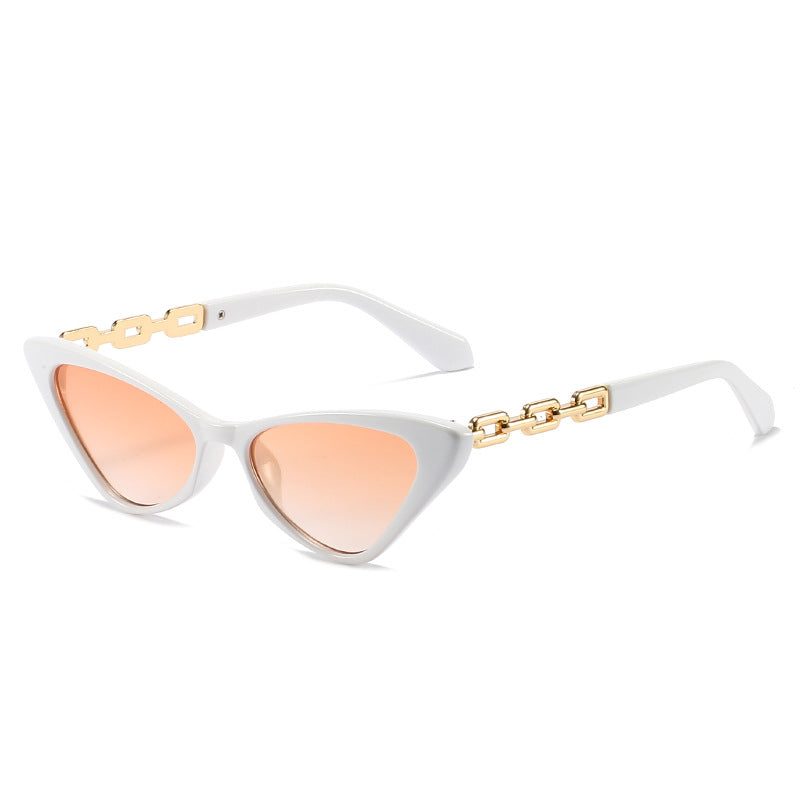 Dame Cat-Eye solbriller med stilige kjedeaksenter Skanto