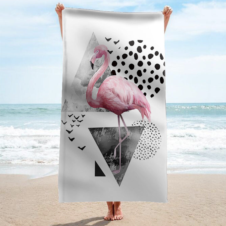 Strandhåndkle med tropisk flamingo-mønster Skanto