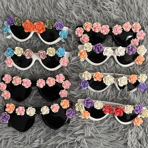Dame Cat-Eye solbriller med blomsterdekor Skanto