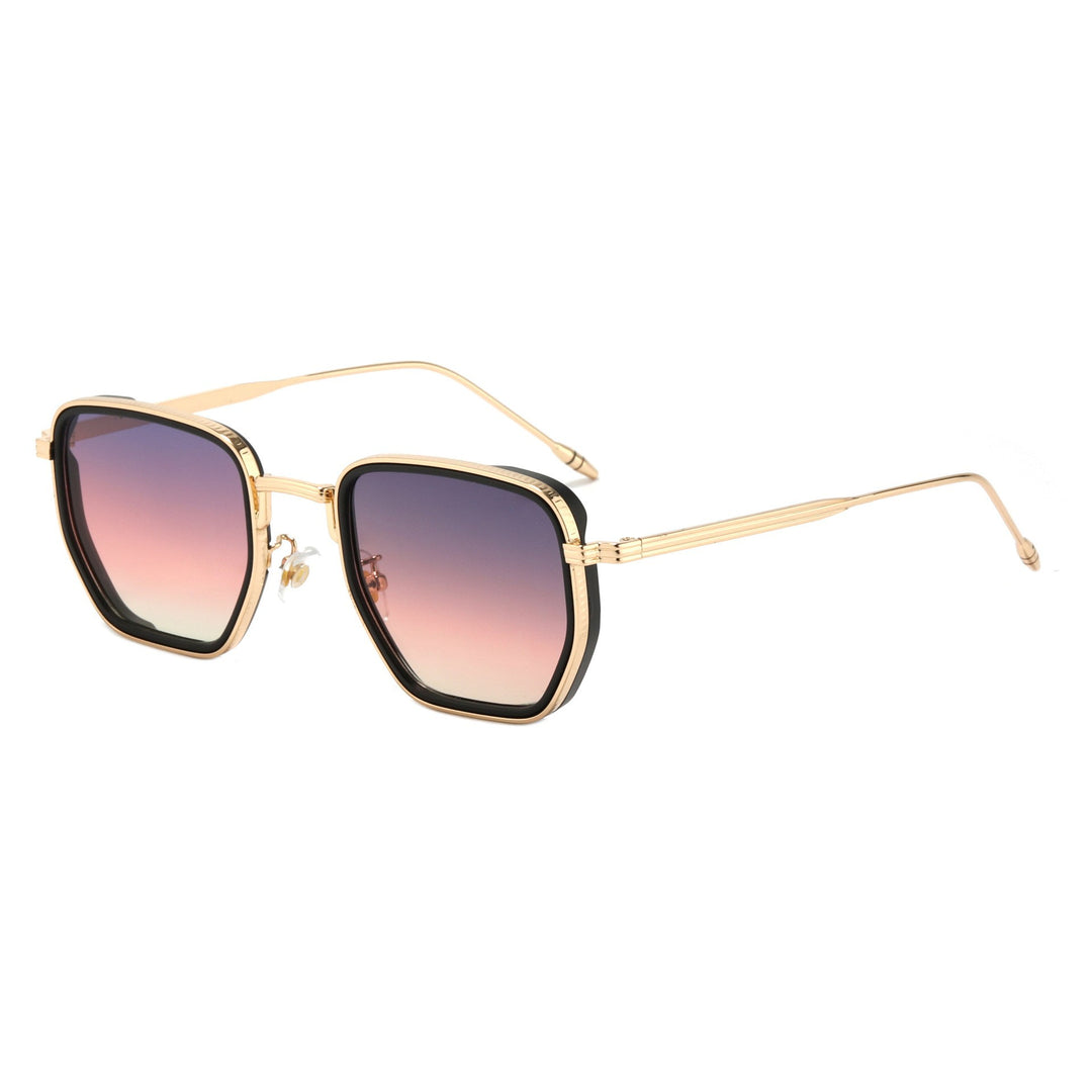Dame Kvadratisk Designer Solbrille med moderne Metallramme Skanto