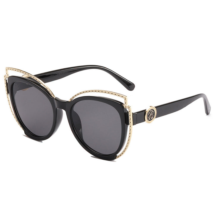 Dame Cat-Eye solbriller med glitrende detalj Skanto