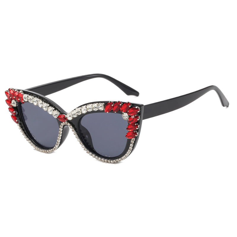 Damer ekstravagante Cat-Eye solbriller med glitrende rhinestones Skanto