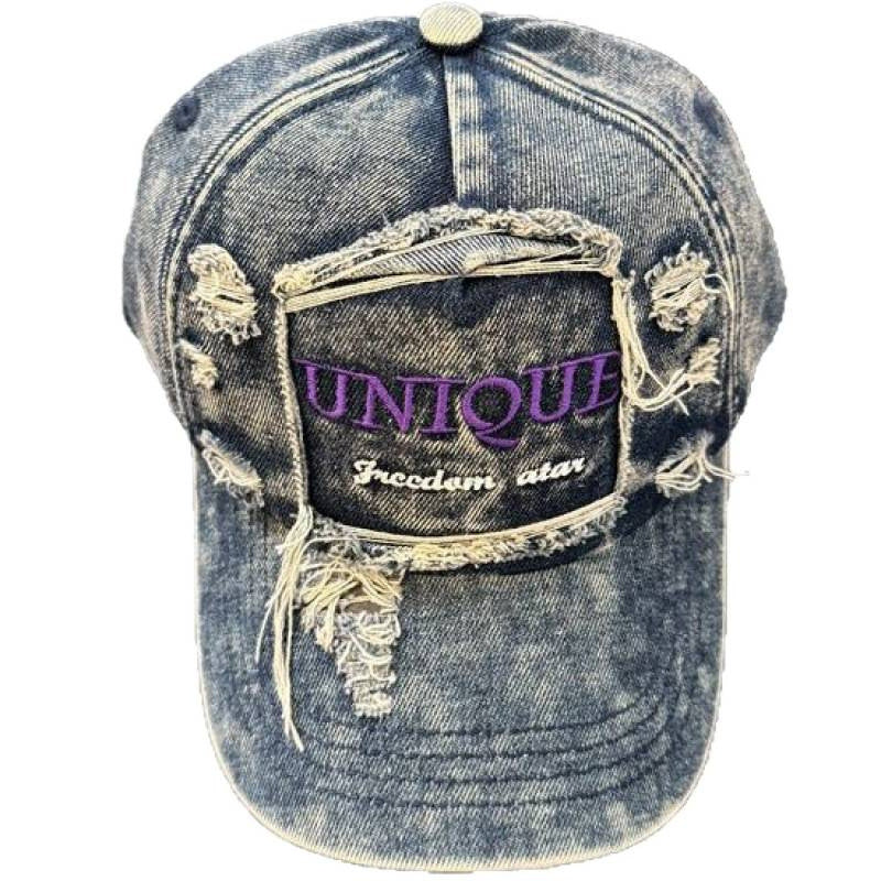 Kvinne's Slitt Denim Baseball Caps Skanto 1784084142