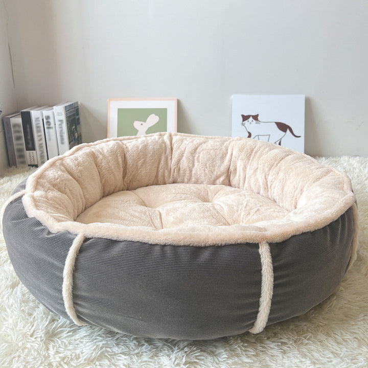 Rund Plysj Rede Hundeseng
