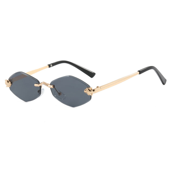 Dame geometrisk solbrille med dobbelt metallramme og beskyttende linser Skanto