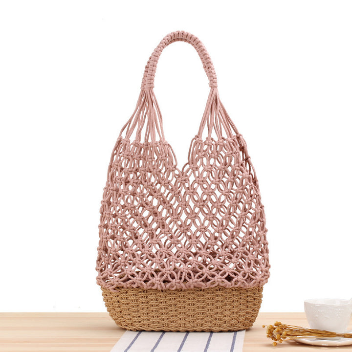 Hand-knotted tote bag with elegant net design Skanto