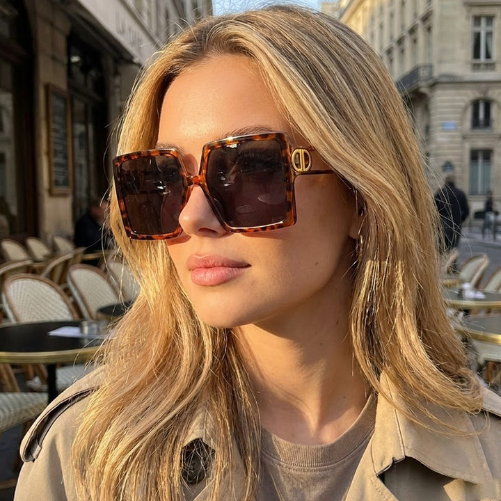 Damer Elegant Oversized-solbrille med geometrisk ramme og polariserte linser Skanto