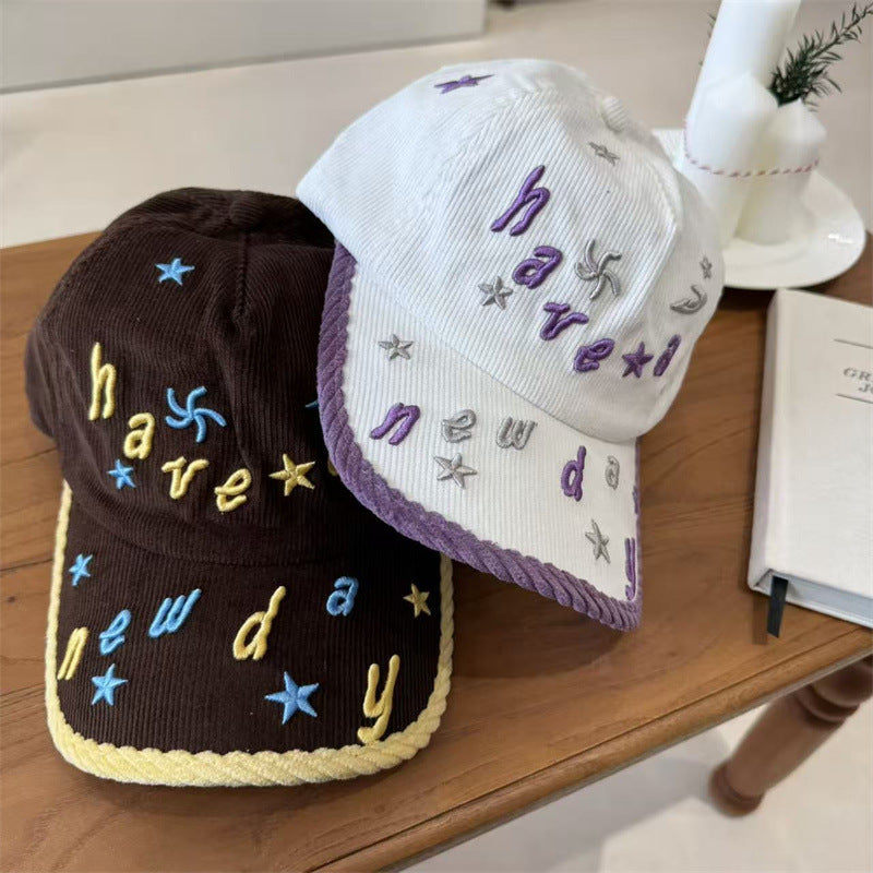 Kvinnens broderte cordfløyels baseball cap Skanto