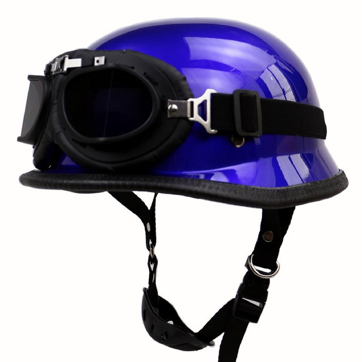 Retro Half-Style Motorsykkelhjelm med Beskyttelsesbriller Skanto