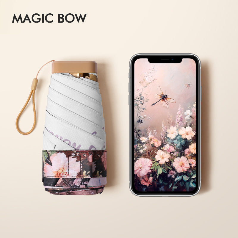 Dame floral sammenleggbare paraply Skanto