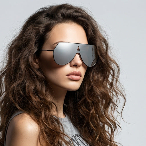 Dame futuristisk oversized solbriller med beskyttende metallramme Skanto