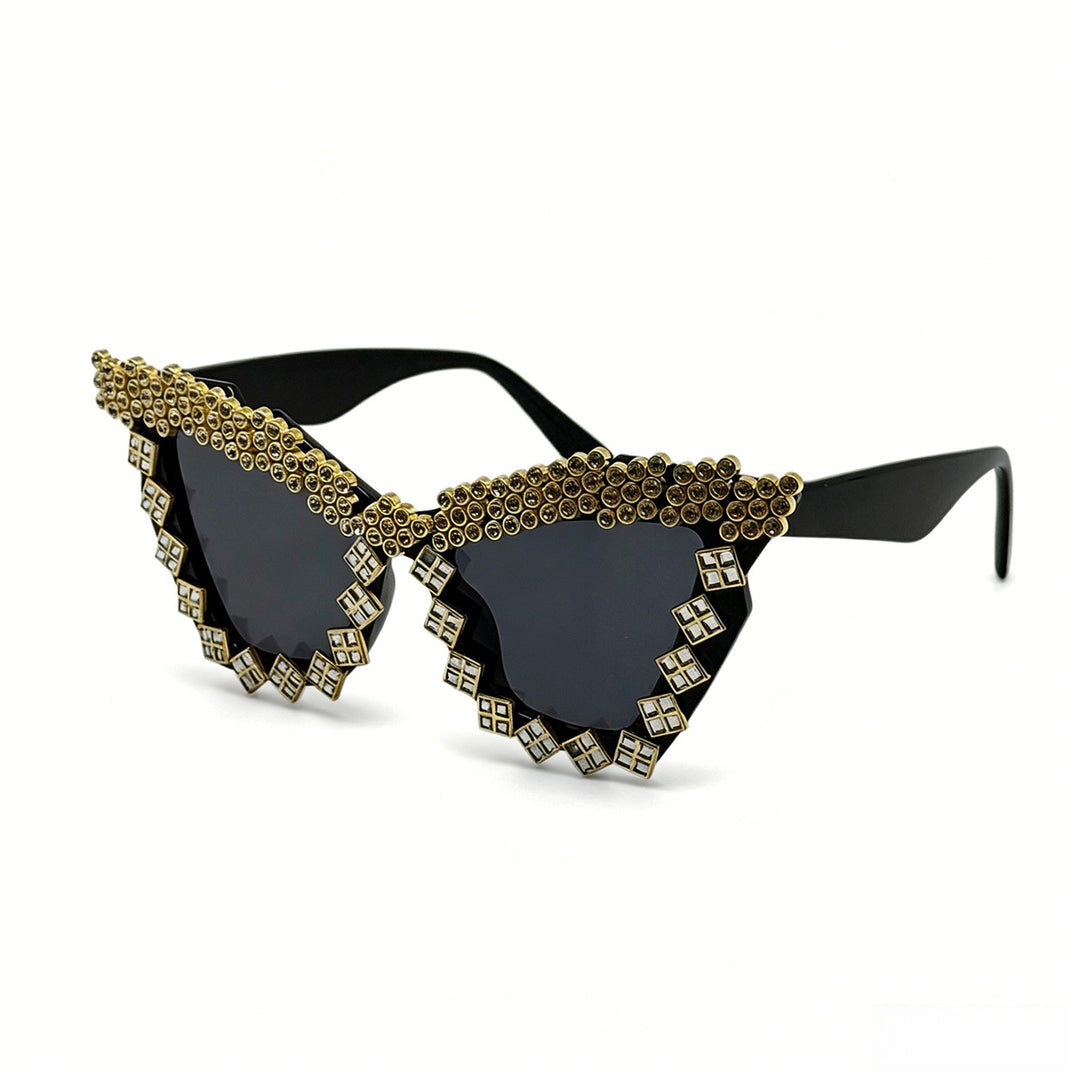 Dame designer-solbrille med glamorøs krystallprydet ramme Skanto