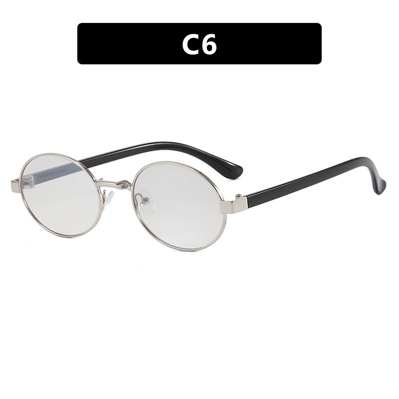 Dame rund brille med elegant metallramme og justerbare nesepads Skanto