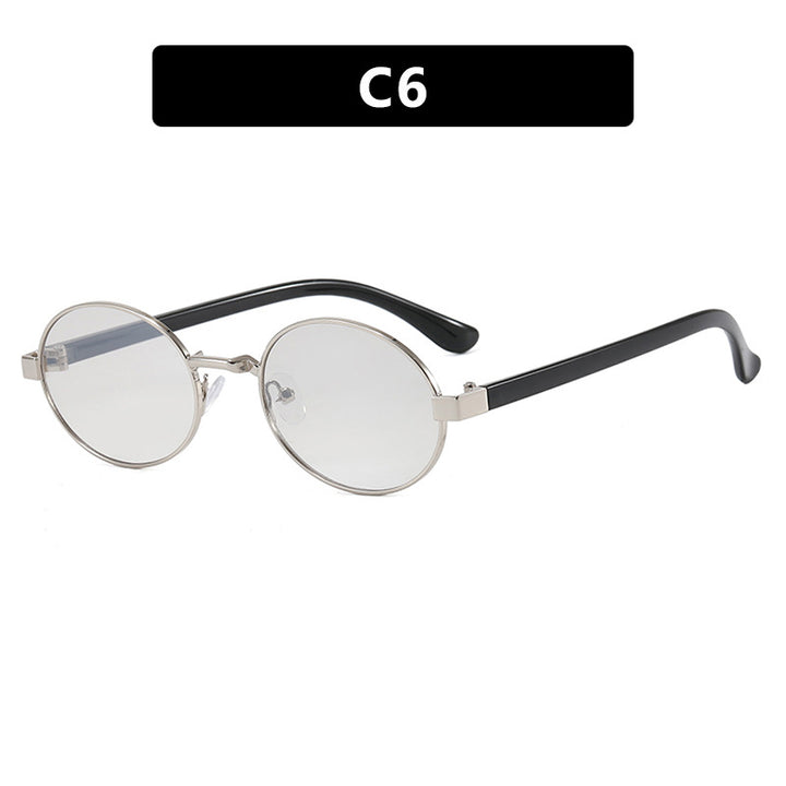 Dame rund brille med elegant metallramme og justerbare nesepads Skanto