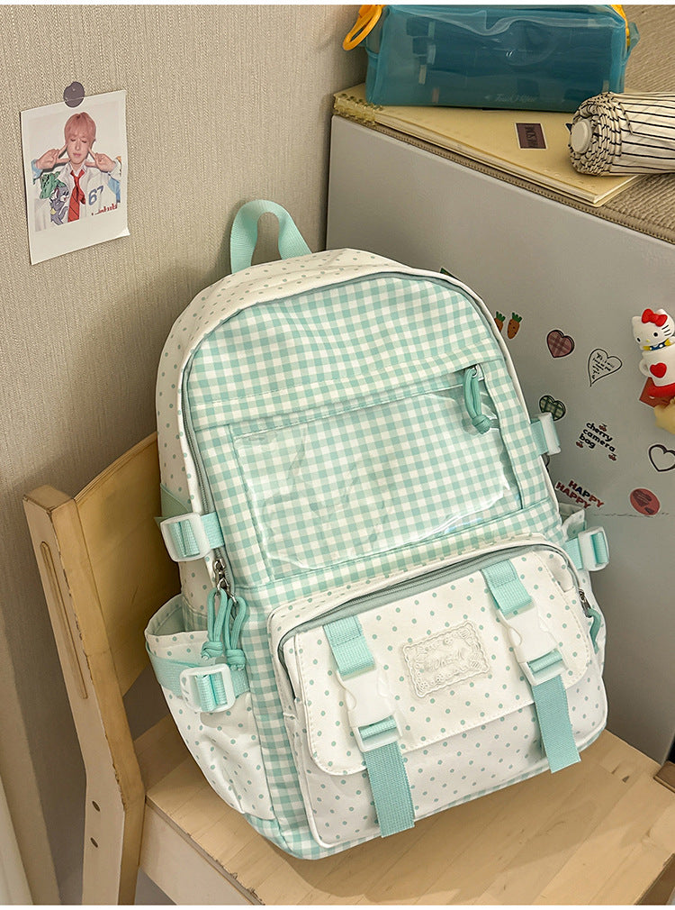 Søt Gingham Rutete Skoleveske